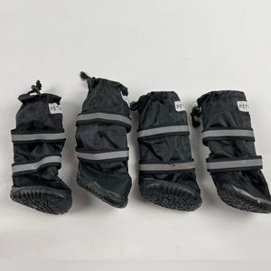 Petrich Dog Snow Outdoor Boots Adj Black with Reflective Trim Non-Slip L •rip